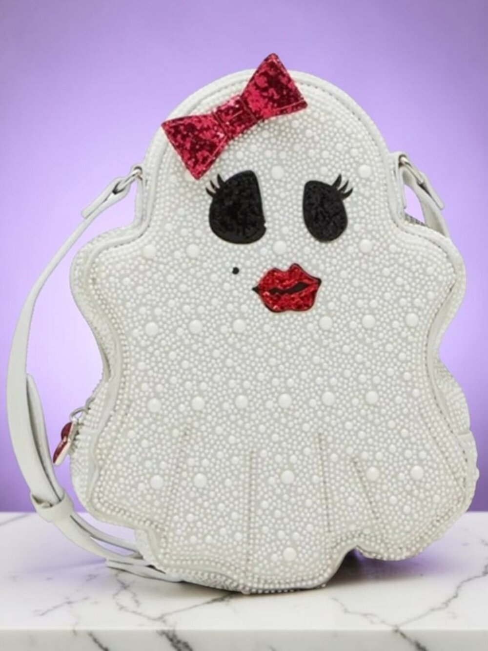 Betsey Johnson “Boo-Tiful Ghoul” 2024 Pearl Ghost Crossbody Bag - New